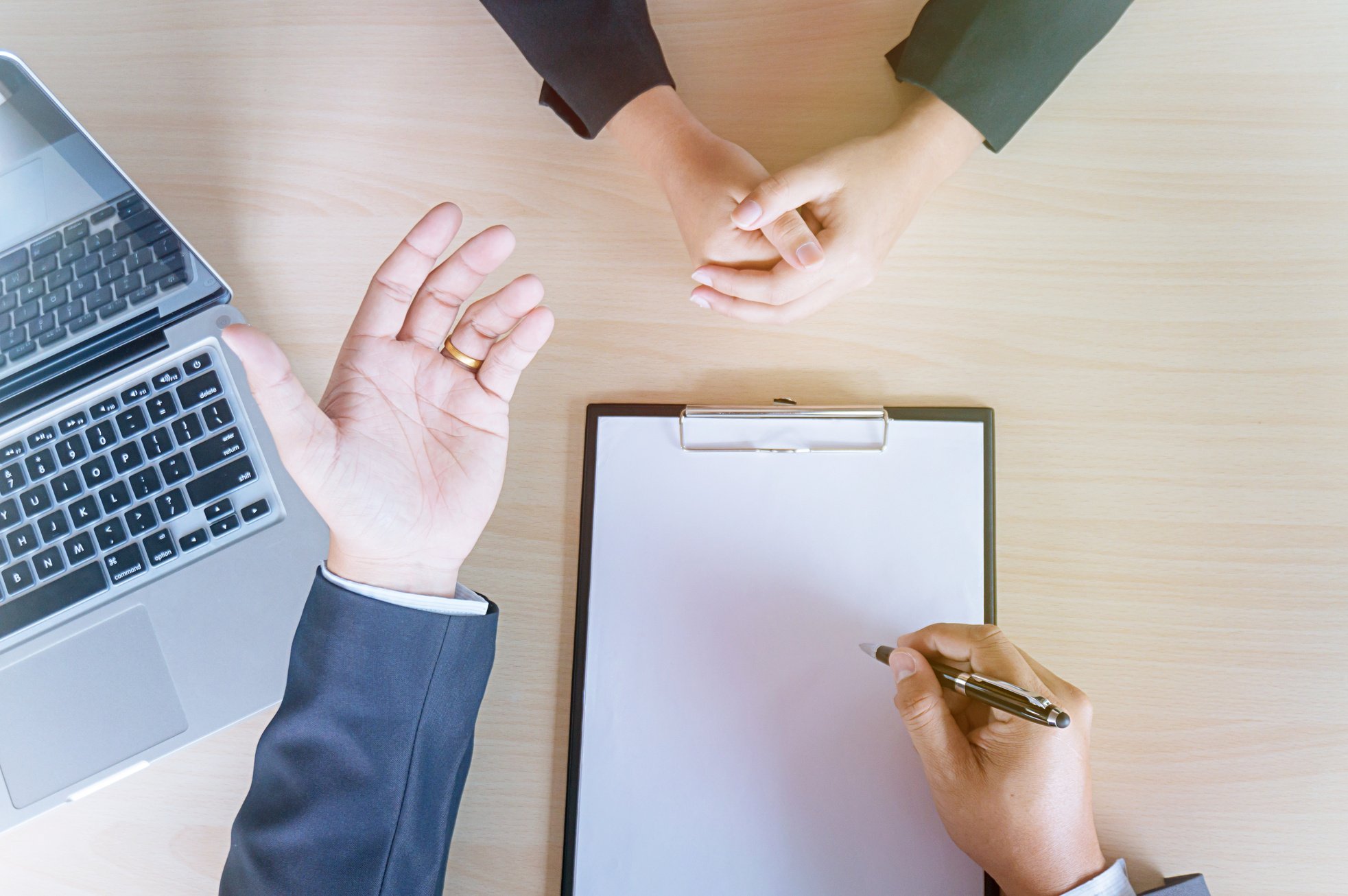 Young Attractive Man during Job Interview. Human Resources Conce